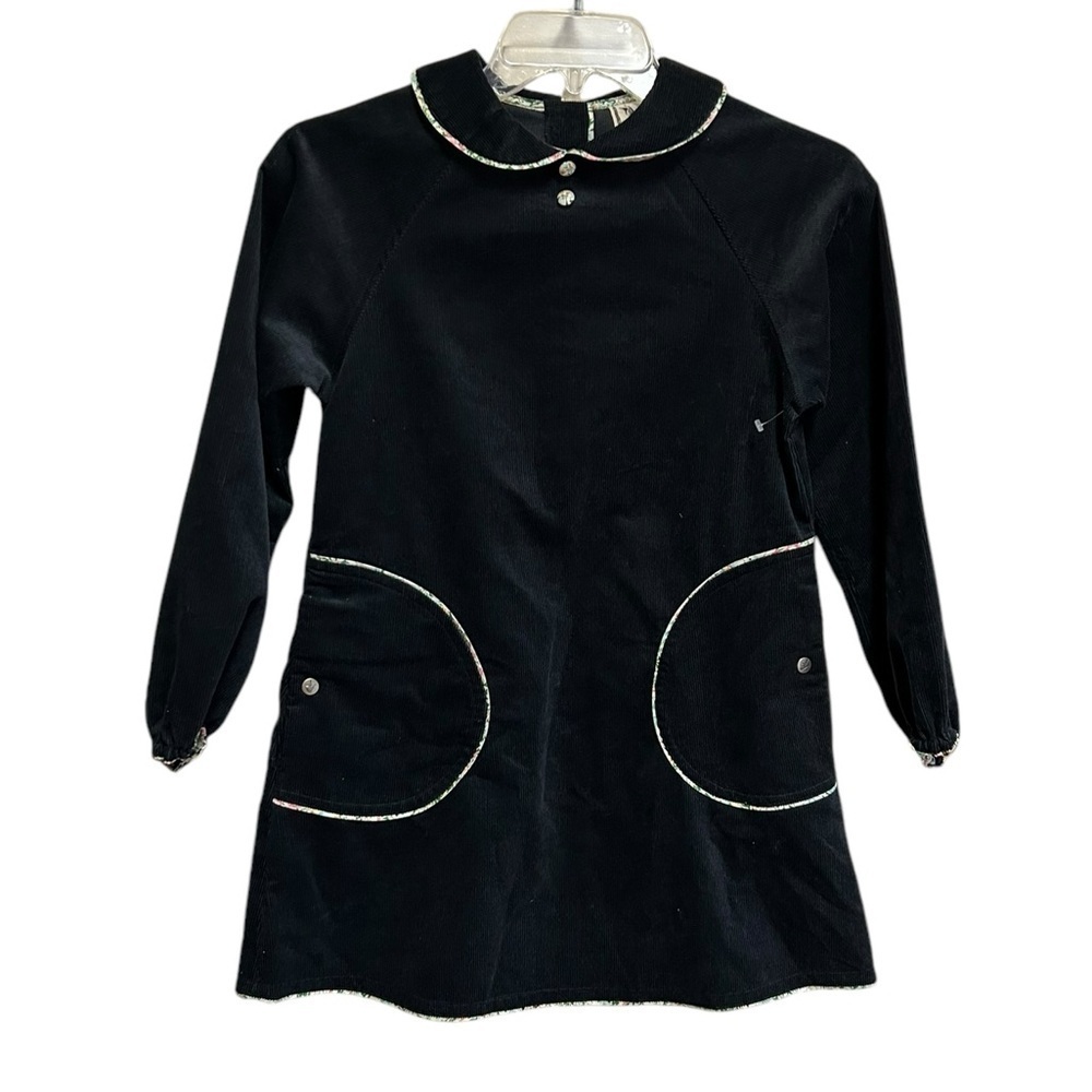 La Faute à Voltaire Suzette Dress Size 10-11 Black Denim Peter Pan Collar Cotton